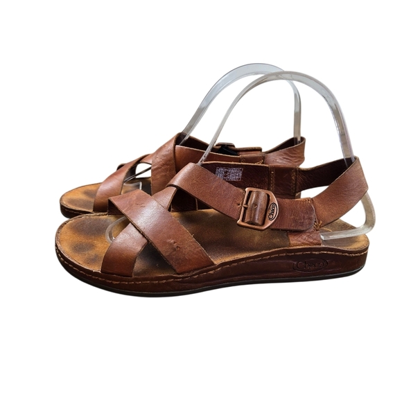 Chaco Wayfarer Brown Leather Strappy Sandals - Picture 1 of 12